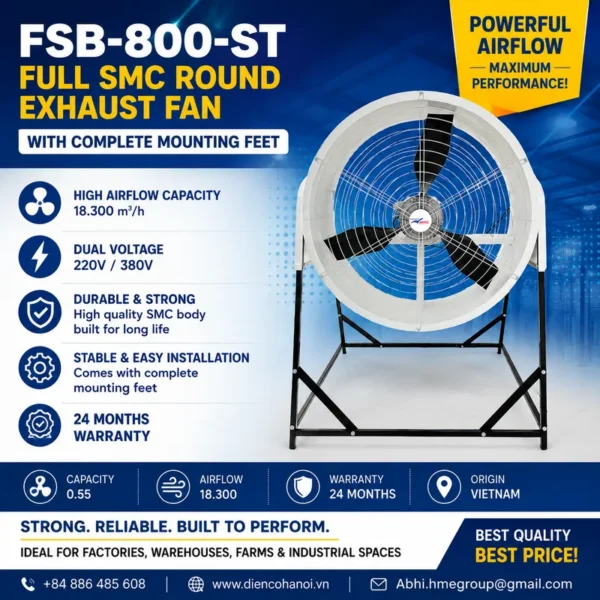 Round Wall-mounted Axial Fan, FSB-800-ST, SMC, 800mm, 220V