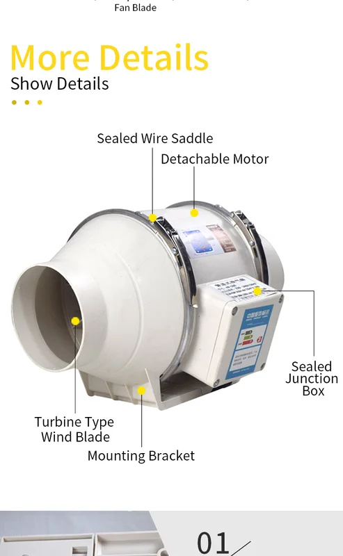 Saving Pipe Exhaust Fan, 220V, Electric - view 4