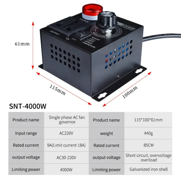 Scr Voltage Regulator Fan, 4000w, 110v, 220v - view 3