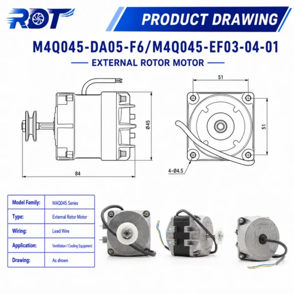 Shaded Pole Motor, M4Q045-DA05-F6, 230V, 25W, 1300RPM - view 3