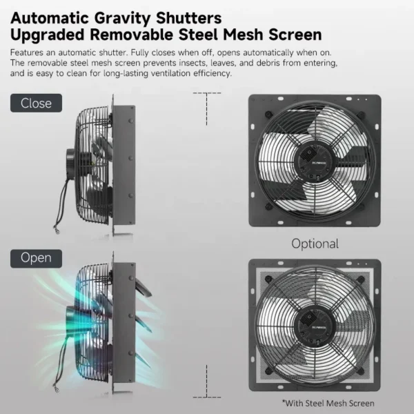 Shutter Exhaust Fan, 12-Inch, 110-240V, Electric - view 4