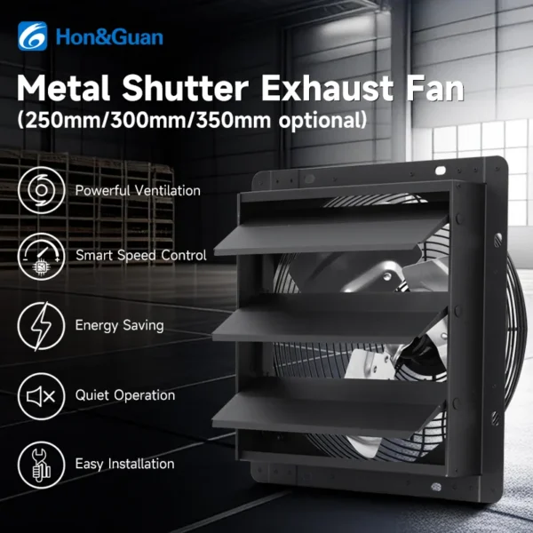 Shutter Exhaust Fan, 250mm, Wall, Axial - view 2