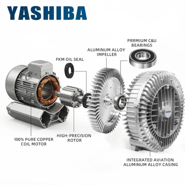 Side Channel Blower, Copper, 3HP, 2.2KW, 220V/380V - view 4