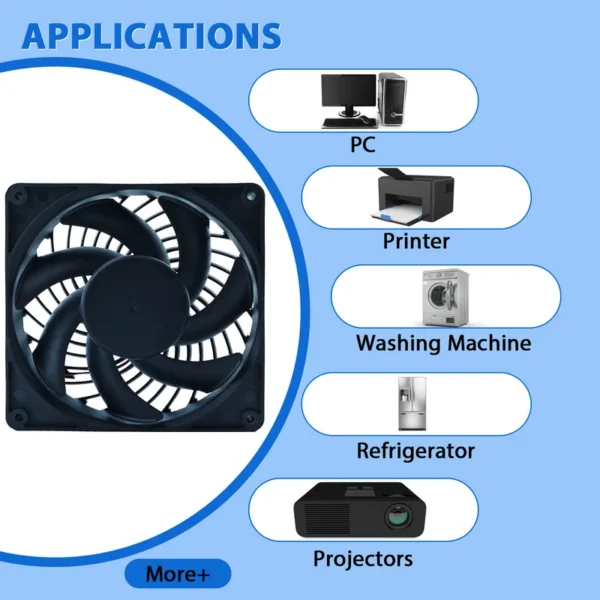Silent Axial Cooling Fan, 20-200mm, 80mm, 5V, 12V - view 4