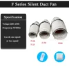 Silent Inline Duct Fan, 150mm, 220V-240V, Plastic - view 2