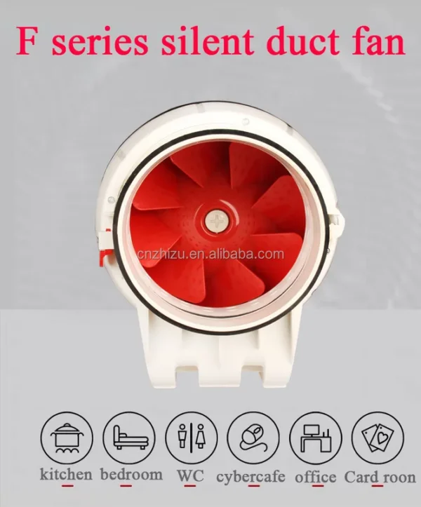 Silent Inline Duct Fan, 150mm, 220V-240V, Plastic - view 6