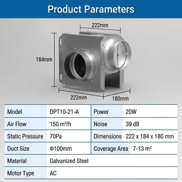 Silent Split Duct Fan, DPT10-21-A, Copper - view 3