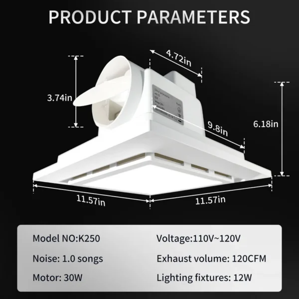 Single-color Led Vent Fan, 200-300mm, 8-12 - view 2