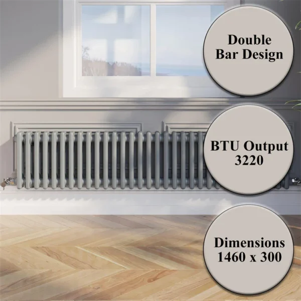 Size Traditional Radiator, 300, X1460, 25tube, Cast - view 3
