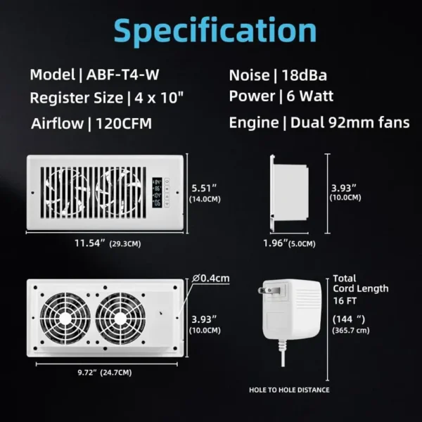 Smart Register Booster Fan, 10-Speed, Wall - view 6