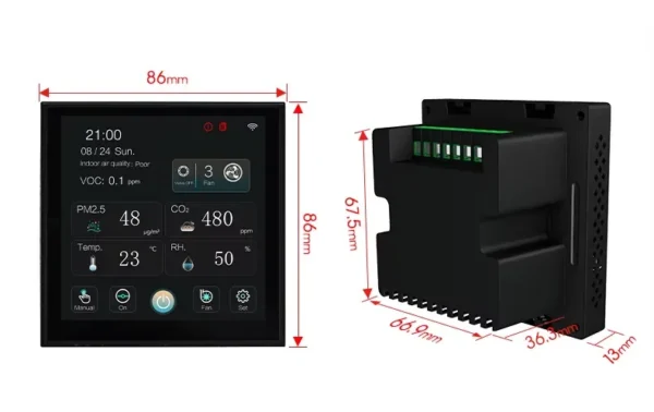 Smart Ventilation Controller, 4", TFT, CO2, PM2.5 - view 3