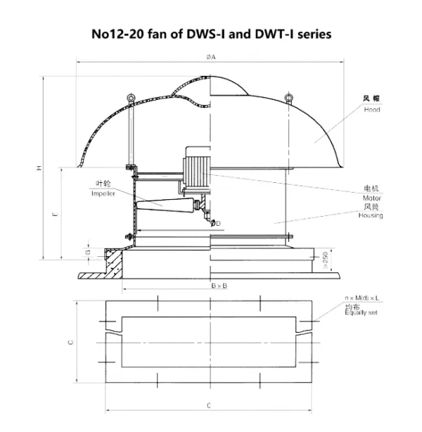 Smoke Exhaust Roof Fan, DWS-I, Axial - view 3