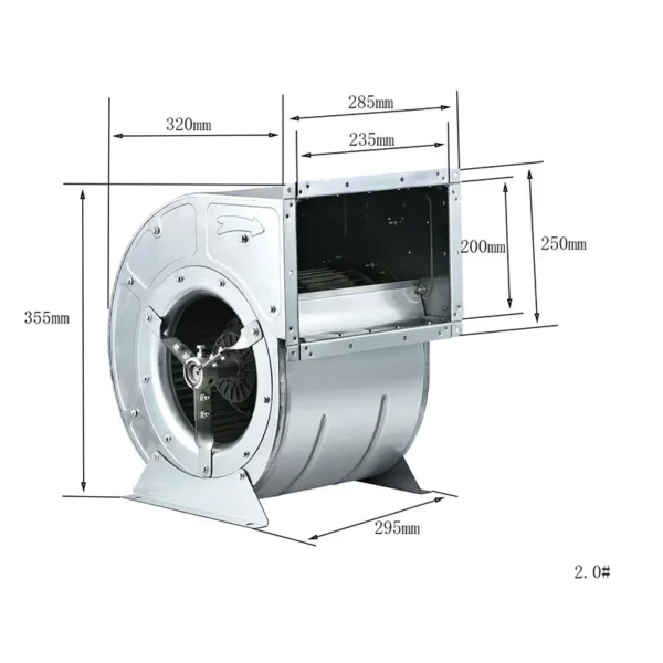 Snail Centrifugal Exhaust Fan, DKT4D-200, 200mm, Radial - view 3