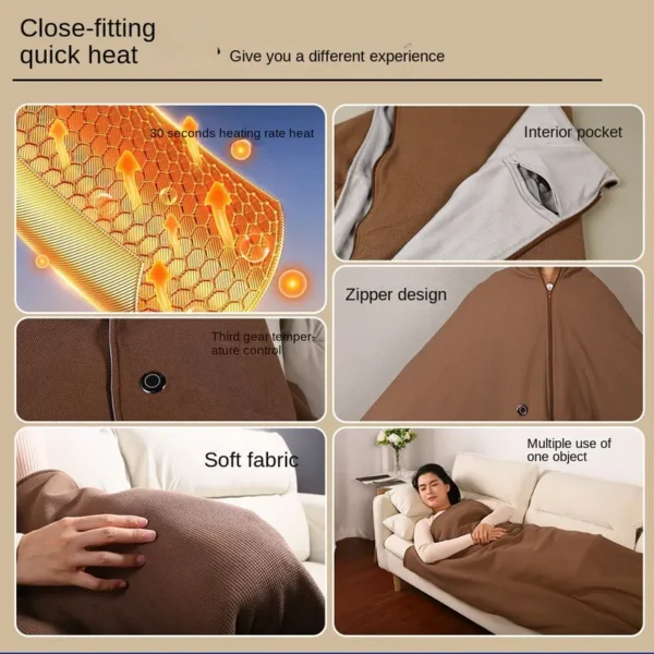 Soft Knit Electric Blanket, Portable, AC 110V, 12v 1.4A - view 4