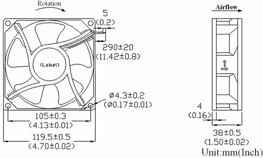 Solar Attic Air Conditioner, 120x38mm, 12V, 98-115, CFM - view 2