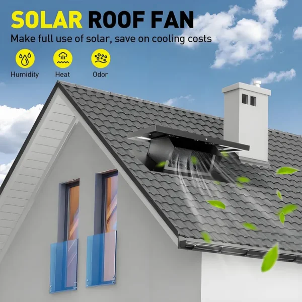 Solar Attic Ventilation Fan, 25W, Roof, Plastic - view 2