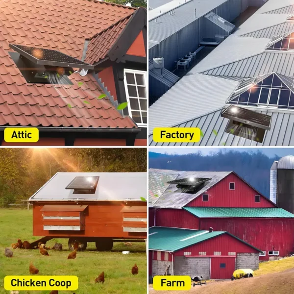 Solar Attic Ventilation Fan, 25W, Roof, Plastic - view 3