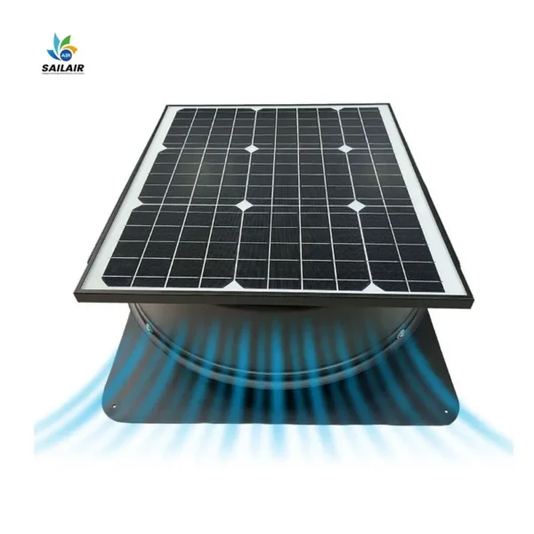 Solar Fan, 35W, Stainless, Steel, Roof - view 2