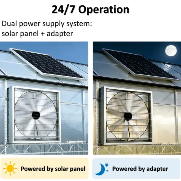 Solar Powered Exhaust Fan, 1110W, Wall, Axial - view 3