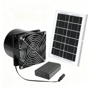 Solar Powered Exhaust Fan, 15W, 10000mAh, 2600RPM, 10ft