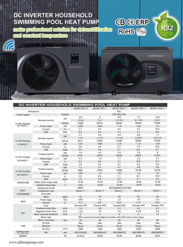 Source Pool Heat Pump, JIADELE, R32, Solar, Stainless - view 5