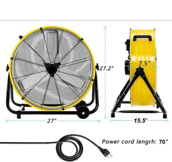 Speed Metal Drum Fan, ETL, 24inch, 320W - view 4
