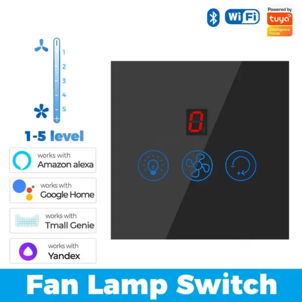 Speed Wifi Touch Fan, Wall, 1650w, Tempered Glass - view 4