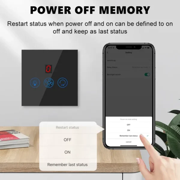 Speed Wifi Touch Fan, Wall, 1650w, Tempered Glass - view 5