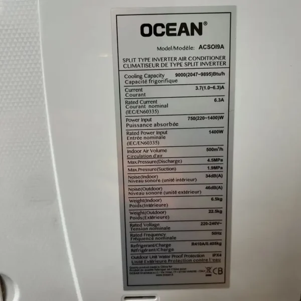 Split Air Conditioner, 1HP, 50Hz, 9000BTU - view 5