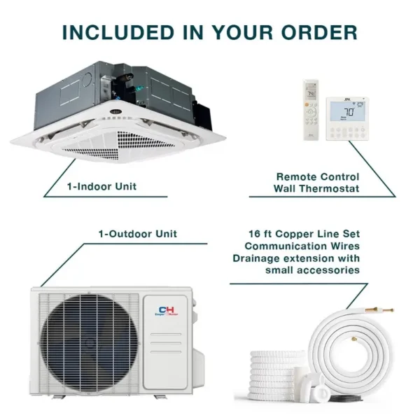 Split Air Conditioner, BTU, Ceiling, 230V, Inverter - view 3