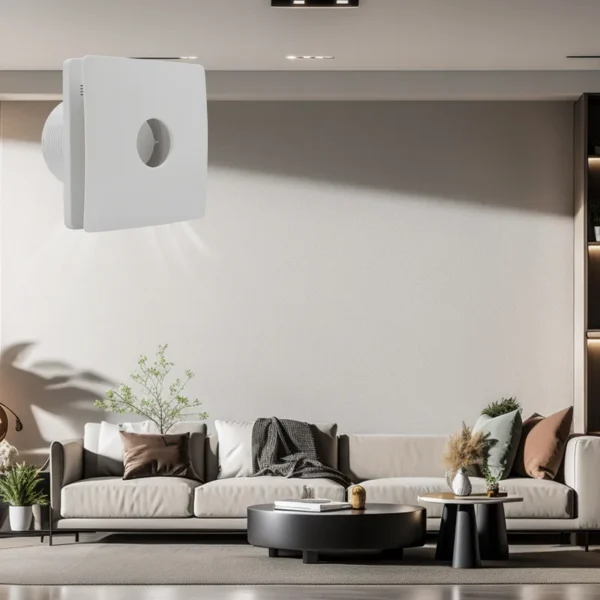 Square Bathroom Ventilation Fan, Plastic, Ceiling - view 2