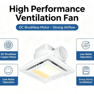Square Ceiling Exhaust Fan, 8/10/12-Inch, CCT, LED