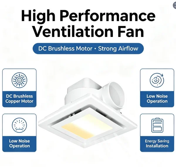 Square Ceiling Exhaust Fan, 8/10/12-Inch, CCT, LED