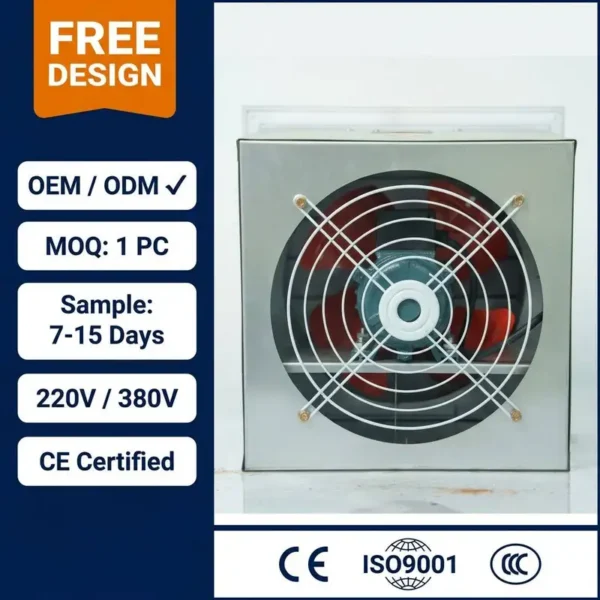 Square Wall-mounted Axial Fan, 220 V, Electric