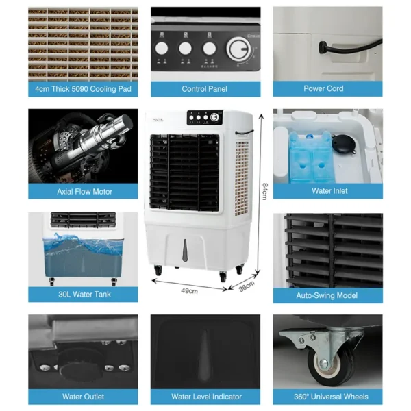 Standing Plastic Air Cooler, Portable, 30L - view 5