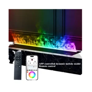 Steam Electric Mist Fireplace, 1200mm, Steel, 3D