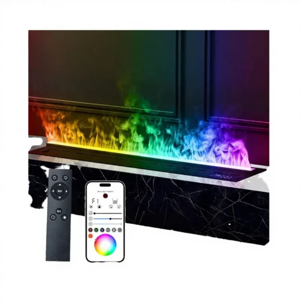 Steam Electric Mist Fireplace, 1200mm, Steel, 3D - view 4