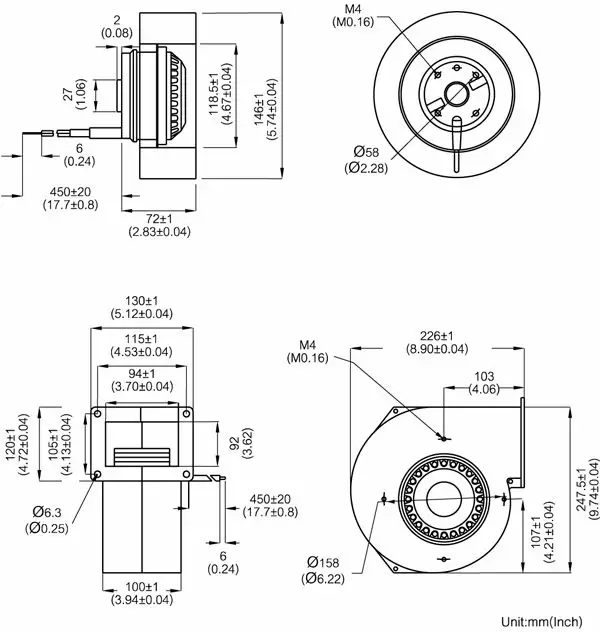 Steel Blade Duct Fan, Stainless, 115, 255 ~ 325 CFM - view 6