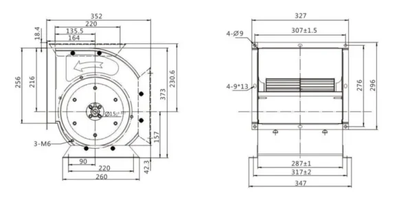 Steel Centrifugal Duct Fan, 230V, Stainless, 8-8-550W, 900 - view 3