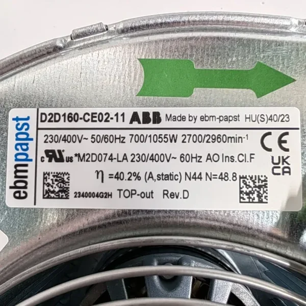 Steel Centrifugal Exhaust Fan, D2D160-CE02-11, Stainless, 230V - view 2