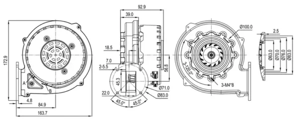 Steel Centrifugal Gas Blower, 220V, Stainless, 15KW-70KW - view 6