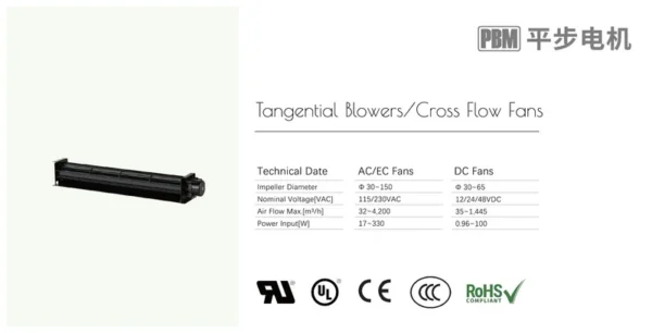 Steel Cross Flow Fan, 65mm, Stainless, NMB - view 3