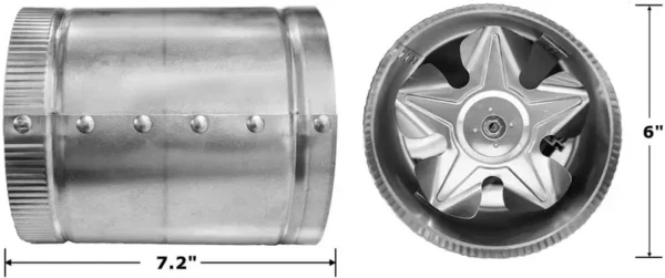 Steel Duct Boost Fan, 4", 6", 8", ETL - view 4