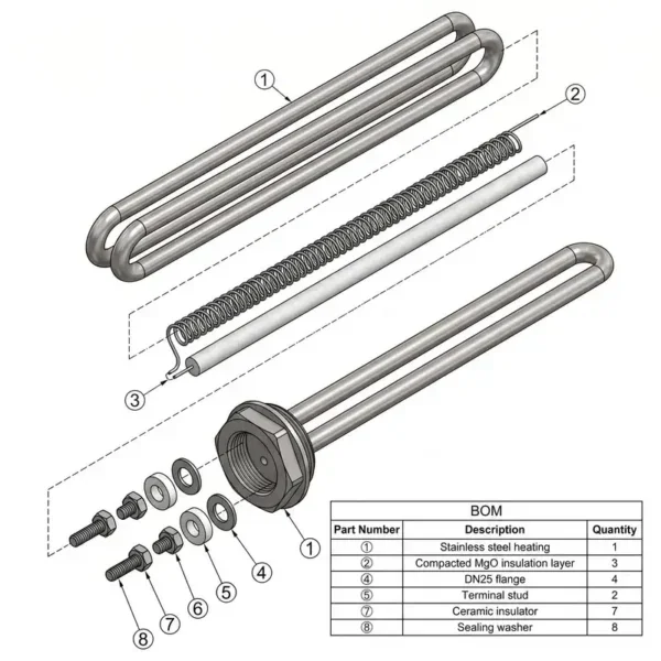 Steel Electric Immersion Heater, Stainless, 220 V - view 3
