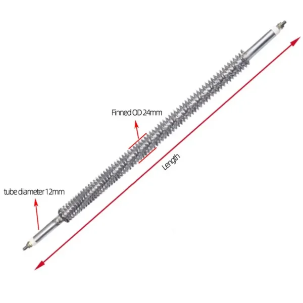 Steel Finned Tubular Heater, Stainless, 220V, 3000W - view 2