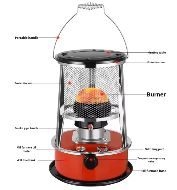 Steel Kerosene Heater, Stainless, H085-5KG, Portable - view 3