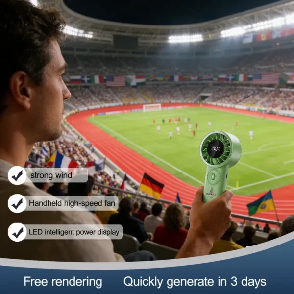 Stock Handheld Fan, LCD, USB, Portable, 100-Speed - view 2