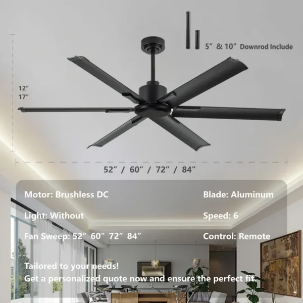 Style Ceiling Fan, 60", Aluminum - view 3