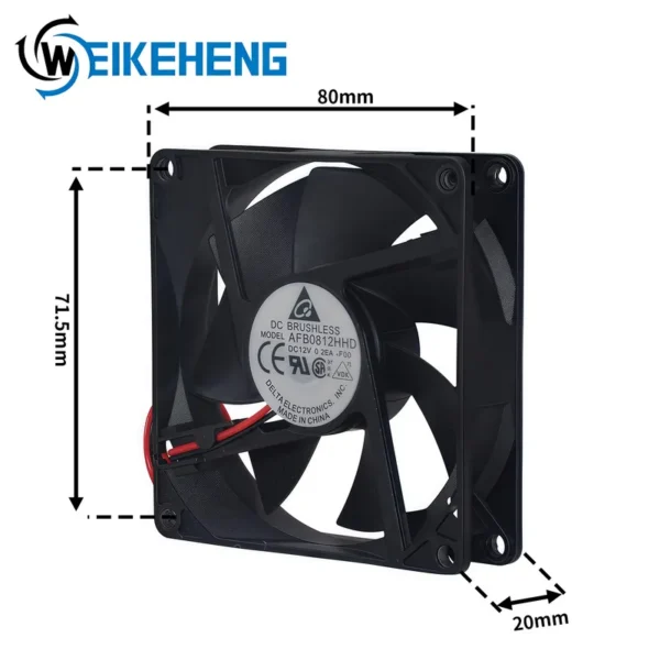 Support Industrial Cooling Fan, AFB0812HHD, 8020, 12V, 0.26A - view 3