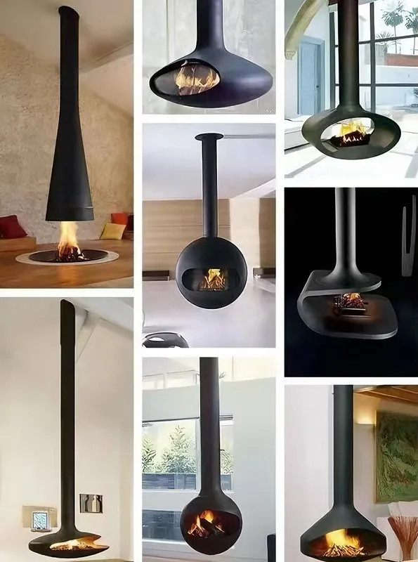 Suspended Wood-burning Stove, 50m, Steel, wood fireplace - view 4